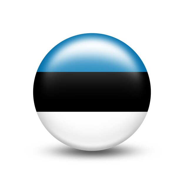 Flaga Estonii w kuli z białym cieniem - ilustracja