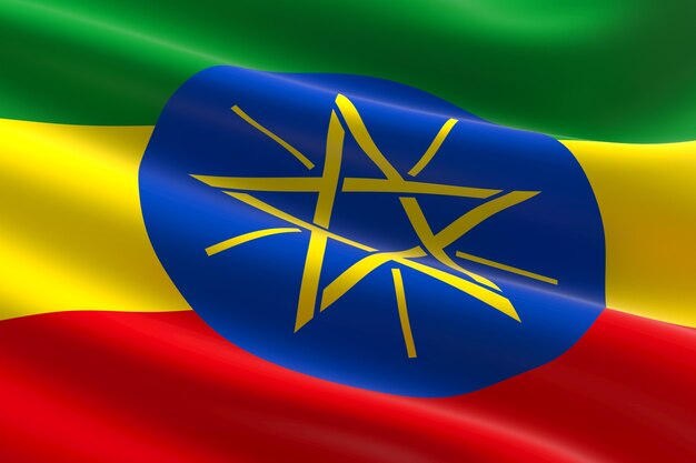 Flaga Etiopii. 3d ilustracja macha flagą etiopską.