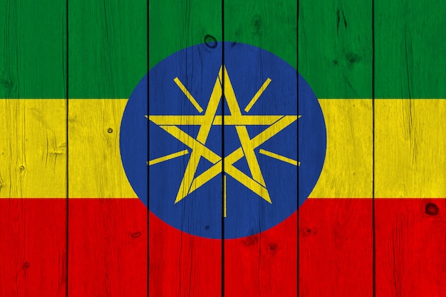 Flaga Etiopii malowane na starej desce