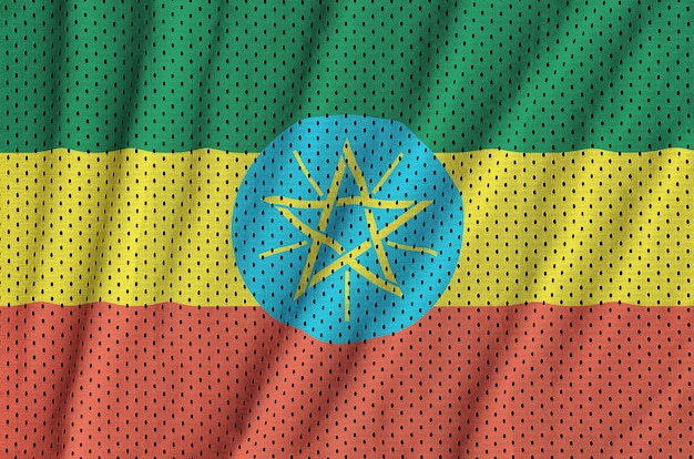 Flaga Etiopii Nadrukowana Na Siatkowej Nylonowej Tkaninie Sportowej