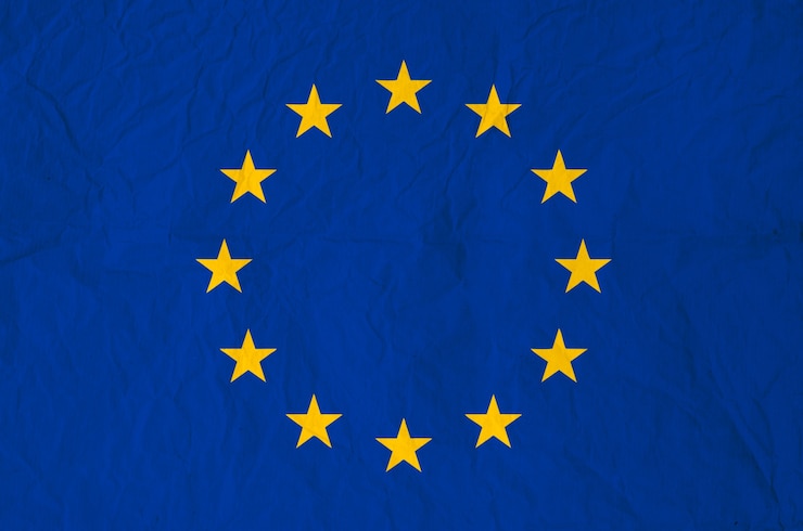 Zdjęcie flaga europy z stary wzór papieru tekstury