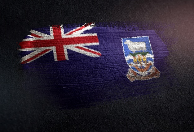 Flaga Falklandów Wykonane Z Pędzlem Metalicznej Farby Na Ciemnej ścianie Grunge