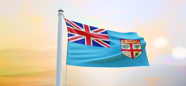 Flaga fidżi 3d flaga macha transparentem i tłem