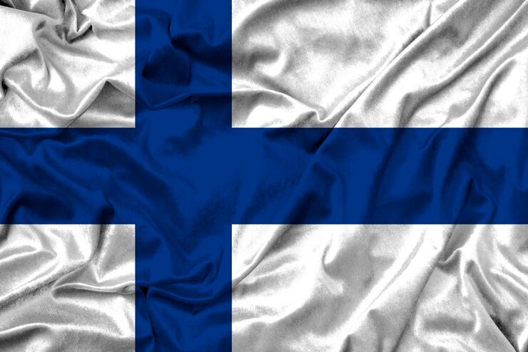 Zdjęcie flaga finlandii na tkaninie tekstura praca 3d i obraz 3d