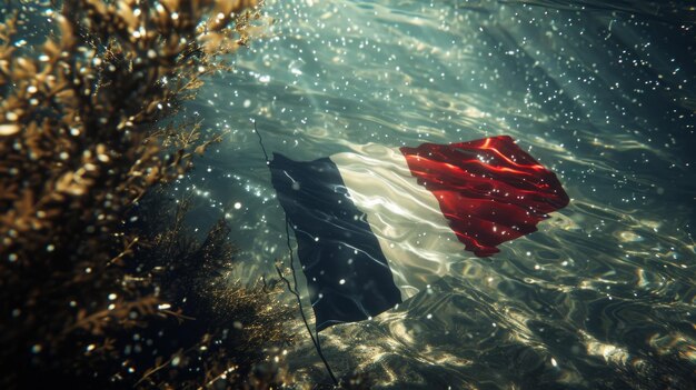 Zdjęcie flaga francji trójkolor francuski pod wodą