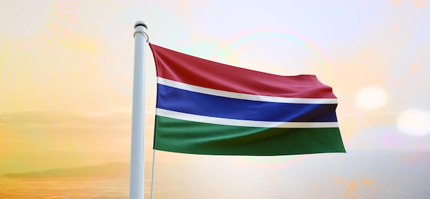 Flaga gambii 3d flaga macha sztandarem i tłem