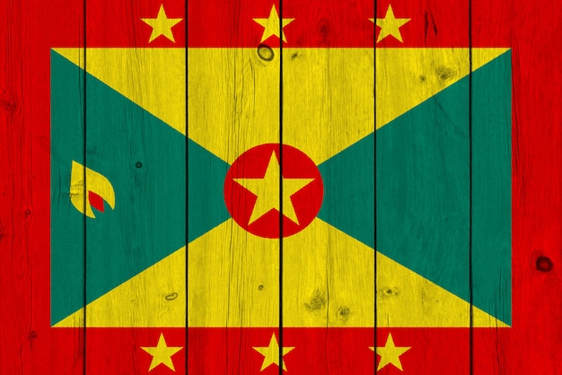 Flaga Grenady malowane na starej desce