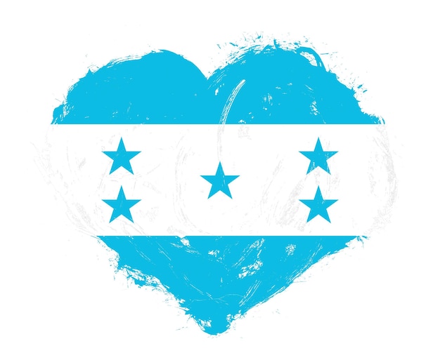 Flaga Hondurasu w kształcie serca pędzla udaru na białym tle