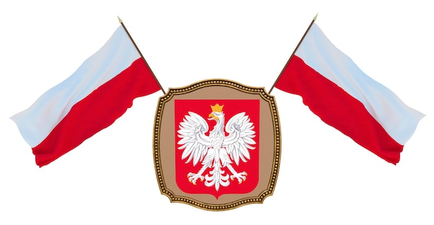 Flaga i herb Polski Tło dla redaktorów i projektantów Święto narodowe ilustracja 3D