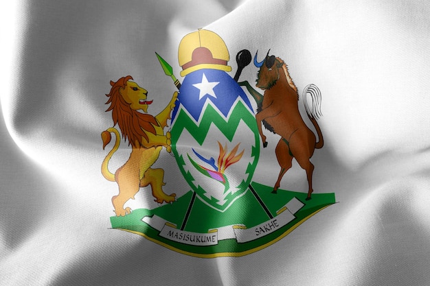 Flaga ilustracja 3D KwaZuluNatal to region Republiki Południowej Afryki machający na tle tekstylnym flagi wiatru