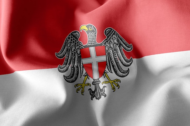 Zdjęcie flaga ilustracja 3d wiednia jest regionem austrii. macha na tle tekstylnym flagi wiatru