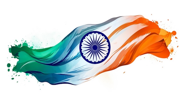 Flaga Indii unosi się wysoko na Connaught Place z dumą w niebieskim niebie Flaga Indii unosi się wysoko Flaga Indii w Dzień Niepodległości i Dzień Republiki Indii
