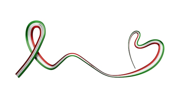 Flaga Iranu Streszczenie zielone białe czerwone serce wstążka flaga ilustracja 3d