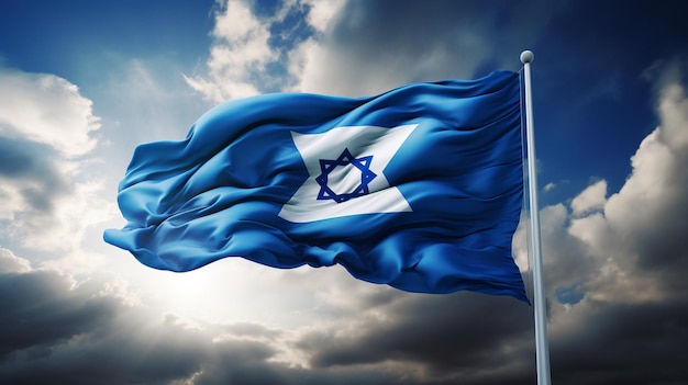 Flaga Izraela na niebie.