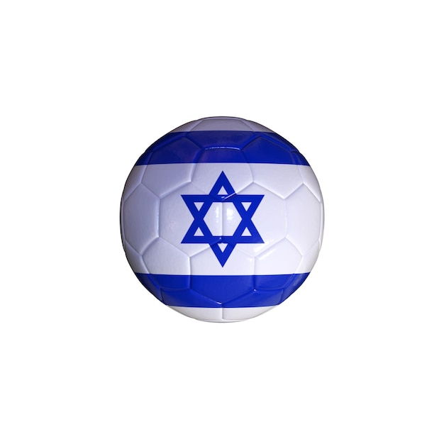 Flaga Izraela na piłce nożnej na białym tle