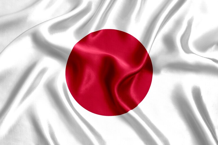 Zdjęcie flaga japonii jedwabny szczegół tło