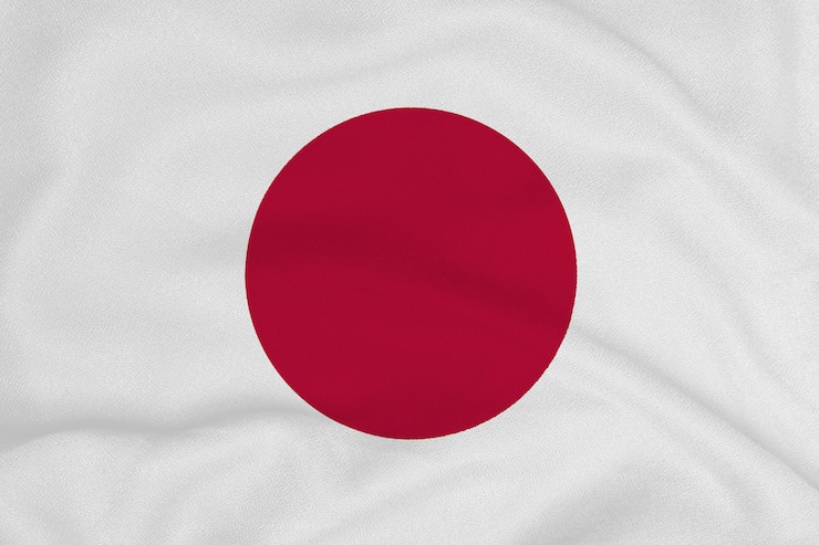 Zdjęcie flaga japonii z fabrycznej dzianiny.