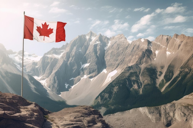 Flaga Kanady latająca na niebie