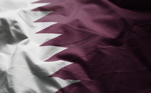 Zdjęcie flaga kataru pomarszczona bliska