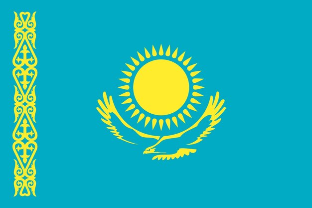 Zdjęcie flaga kazachstanu w oficjalnych kolorach i prawidłowych proporcjach