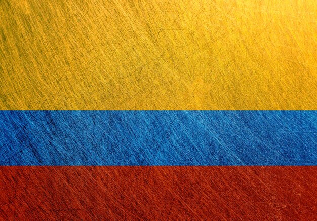 Flaga Kolumbii metal vintage retro porysowany stal tło