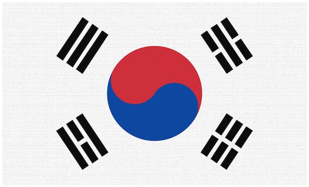 Zdjęcie flaga korei południowej z efektem falistym ze względu na wiatr