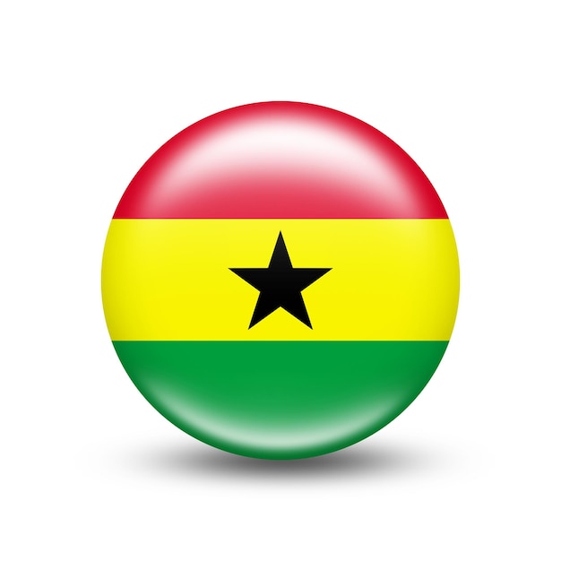 Flaga kraju Ghany w kuli z białym cieniem
