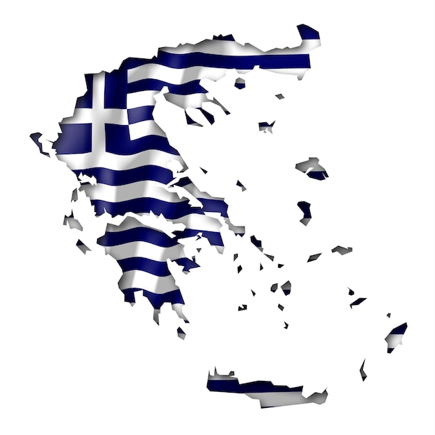 Flaga kraju Grecja i granica na białym tle