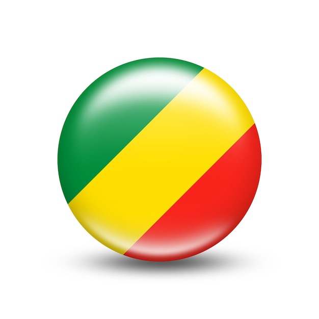 Flaga kraju Kongo w kuli z białym cieniem - ilustracja