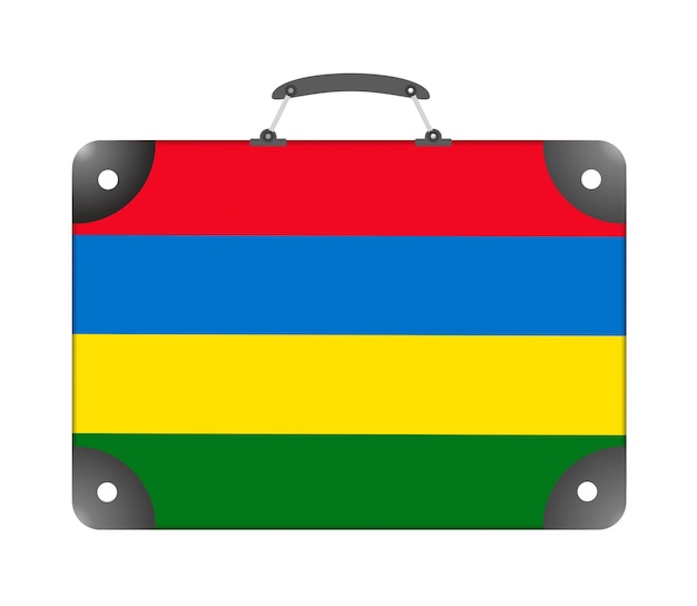 Flaga Kraju Mauritiusa W Formie Walizki Podróżnej Na Białym Tle - Ilustracja