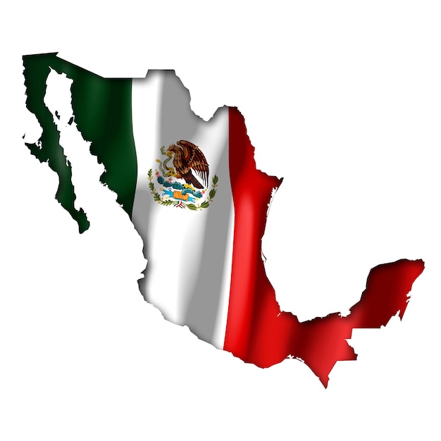 Flaga kraju Meksyku i granica na białym tle