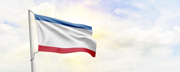 Flaga Krymu macha na tle nieba Renderowanie 3D
