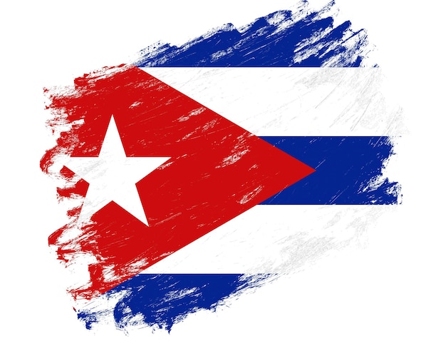 Flaga Kuby namalowana na białym tle pociągnięcia pędzlem grunge