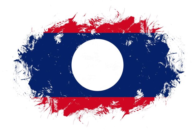 Flaga Laosu na abstrakcyjnym tle pędzla obrysu