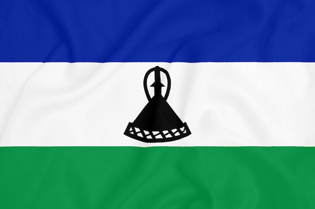 Flaga Lesotho Na Teksturowanej Tkaninie