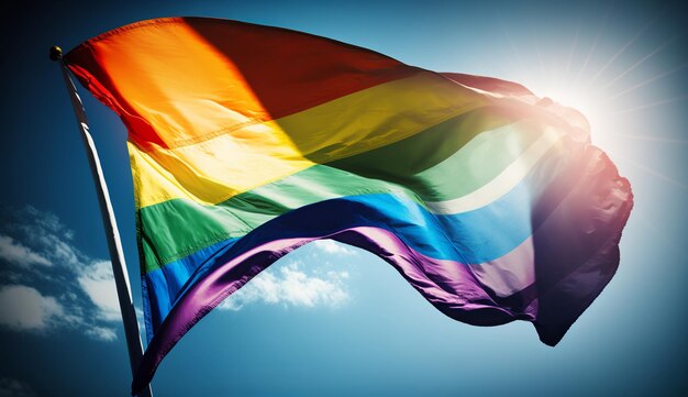 Flaga LGBT na tle błękitnego nieba Generatywne ai