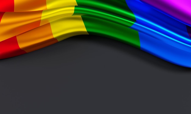 Flaga LGBTQ z miejsca na kopię. można użyć szablonu, tła. Renderowanie 3D