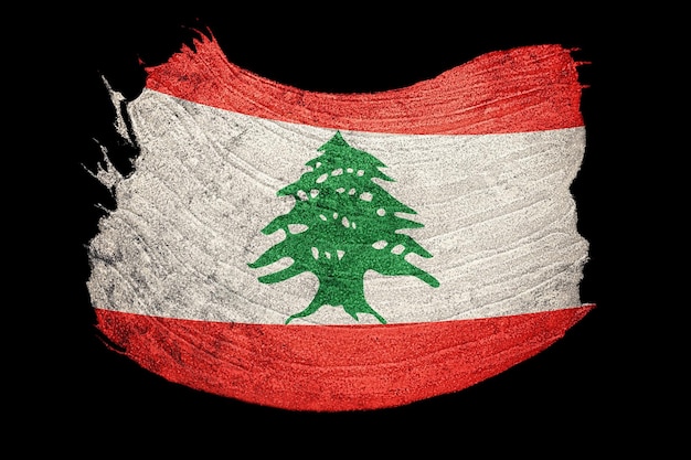 Flaga Libanu ilustracja. Liban Pociągnięcie pędzla.