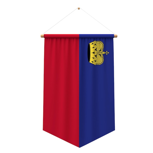 Flaga Lietchtensteinu wiszący baner 3D Rendering