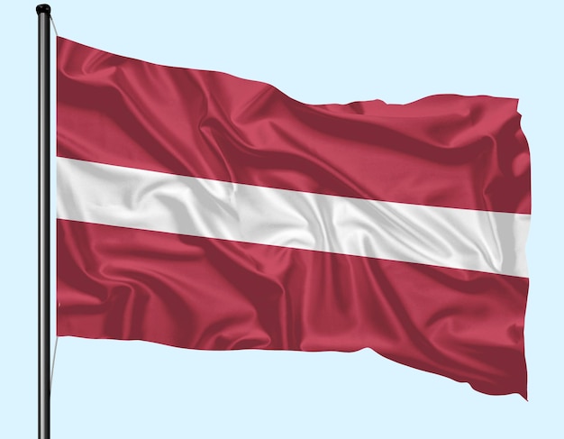 Flaga Łotwy macha wiatrem z biegunem
