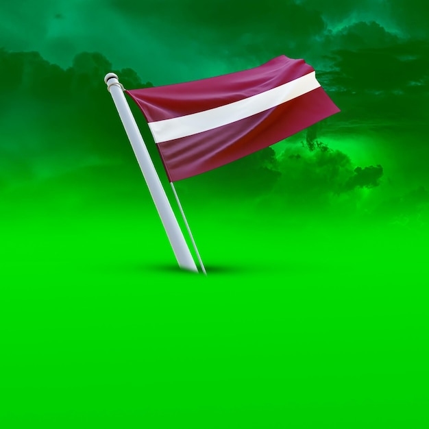 Flaga Łotwy na tle zielonej chmury w mediach społecznościowych