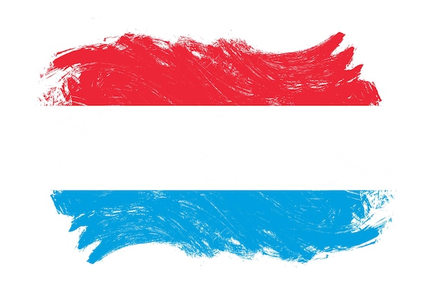 Flaga Luksemburga na tle pędzla w trudnej sytuacji grunge biały obrys
