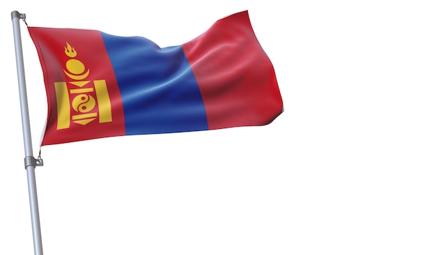 flaga macha na wietrze Mongolii na białym tle