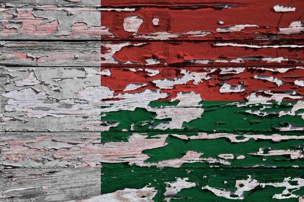 Flaga Madagaskaru namalowana na drewnianej desce