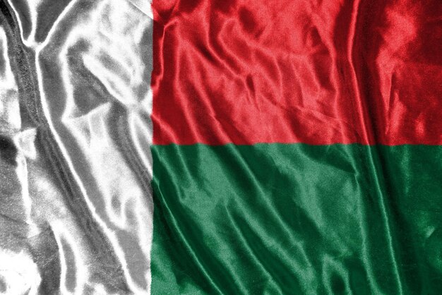 flaga Madagaskaru Satynowa flaga macha tkaniną Tekstura flagi