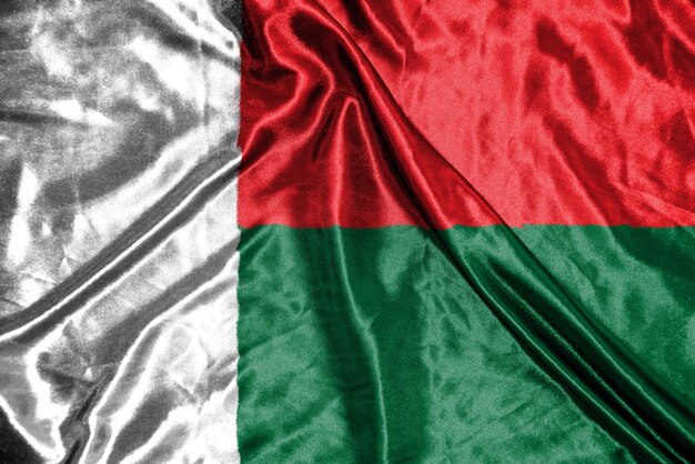 Flaga Madagaskaru z tkaniny Satynowa flaga macha tekstura tkaniny flagi