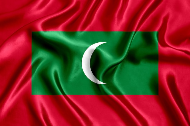 Flaga Malediwów jedwabiu z bliska