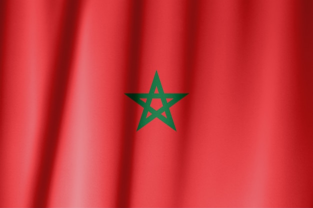 Flaga Maroka. Czerwień Ma Wielkie Historyczne Znaczenie W Maroku, Głosząc Pochodzenie Królewskiej Rodziny Alaouitów Od Islamskiego Proroka Mahometa.