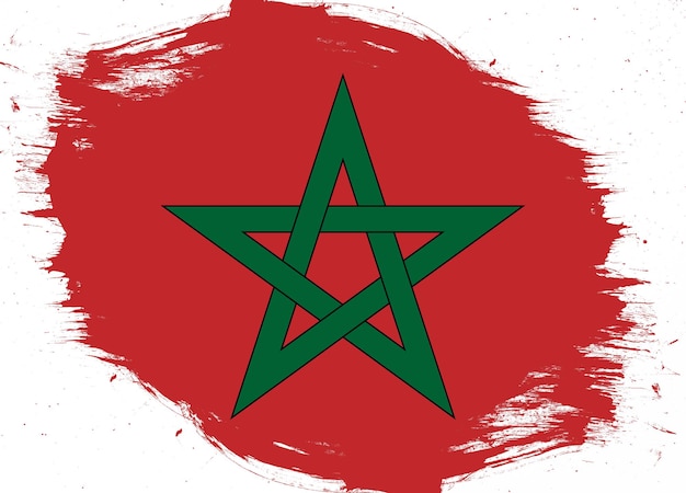 Flaga Maroka na tle trudnej sytuacji grunge pędzla