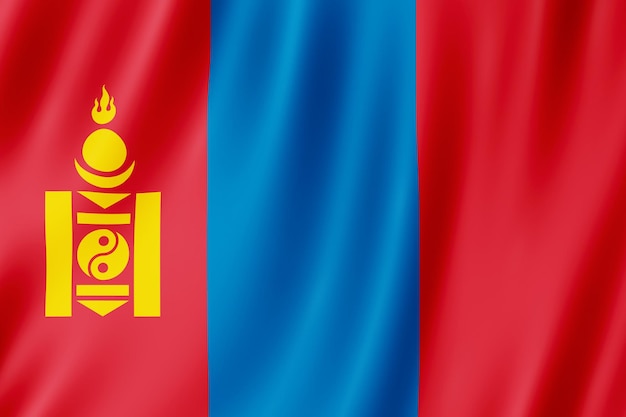Flaga Mongolii Na Wietrze.